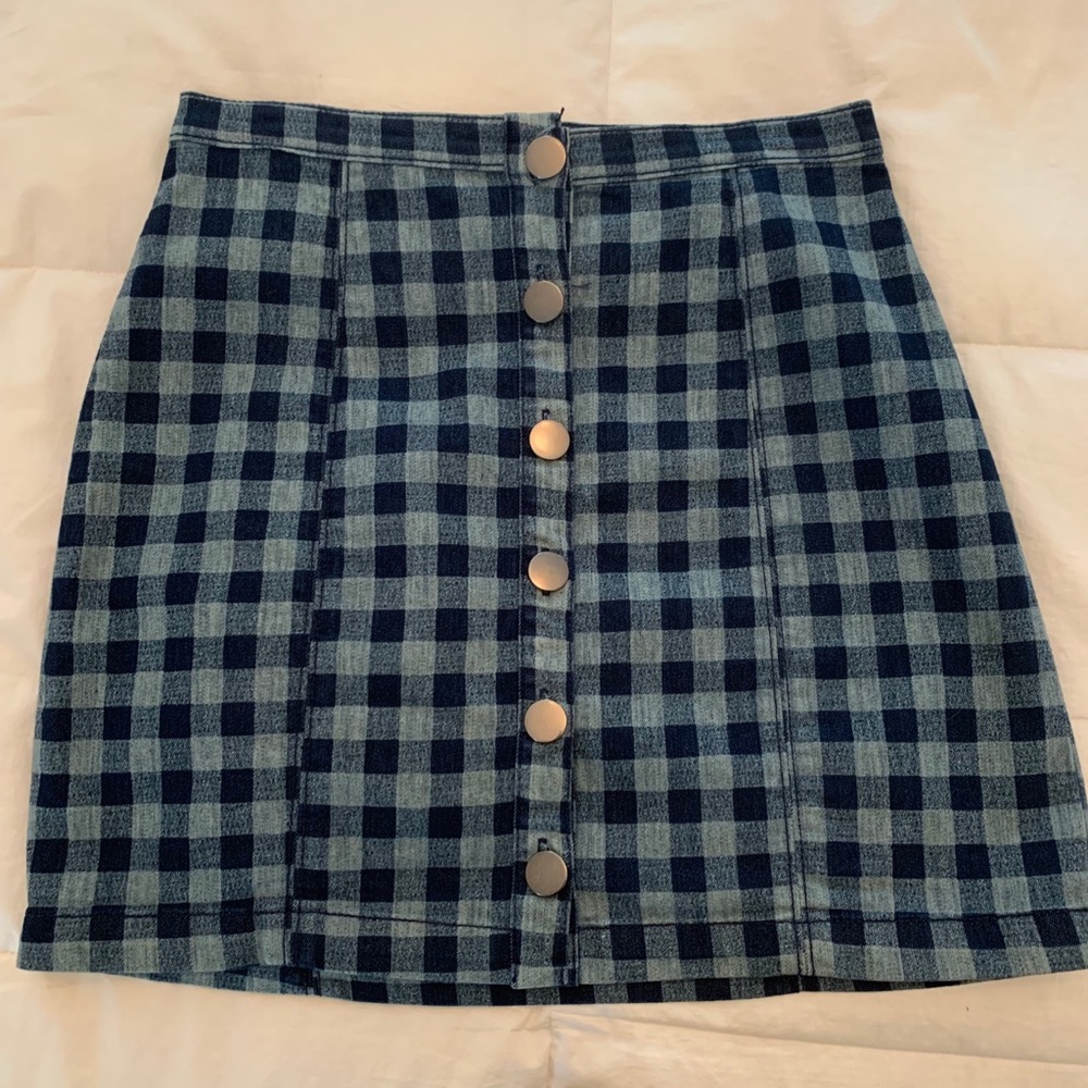 Cooperative brand blue checkered denim skirt